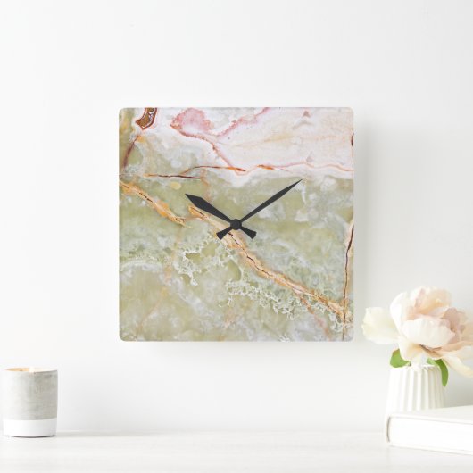 オニキス石模様アクリル壁時計 スクエア壁時計 (ホーム)