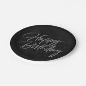 オニキス黒ベルベット |ハッピーバースデーグランジスクリプト ペーパープレート (アングル)