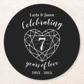 オニキス黒年記念7パーソナライズされた年 ラウンドペーパーコースター (正面)