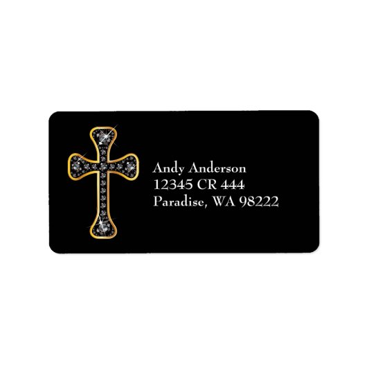 「オニキス」の石を持つクリスチャン・クロス ラベル (正面)