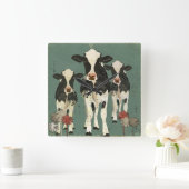 オニックス及びアイボリー牛時計 スクエア壁時計 (ホーム)