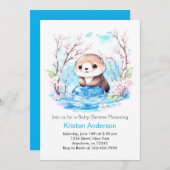 オニツリーブルーフローラボーイベビーシャワー 招待状 (正面/裏面)