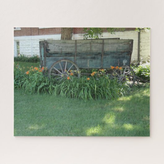 オニユリと古い農園ワゴン ジグソーパズル (横)
