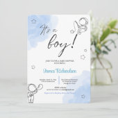 オニーニョeualiptos modernos globos azules bebe 招待状 (スタンド正面)