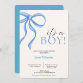 オニーニョeualiptos modernos globos azules bebe 招待状 (正面/裏面)