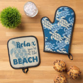 オヌシーカメハワイアンタパインブルース 鍋つかみ&鍋敷きセット (トップダウン)