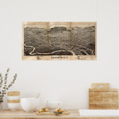 オネオンタニューヨーク1884アンティークパノラママップ ポスター (キッチン)