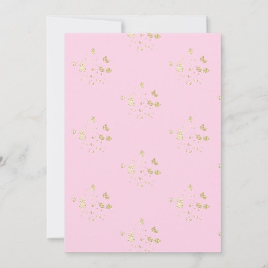 オネダーフルコケットピンクボウグリッター1st誕生日 招待状 (裏面)