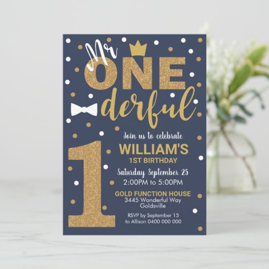 オネダーフル招待状海軍と金ゴールド 招待状 (スタンド正面)