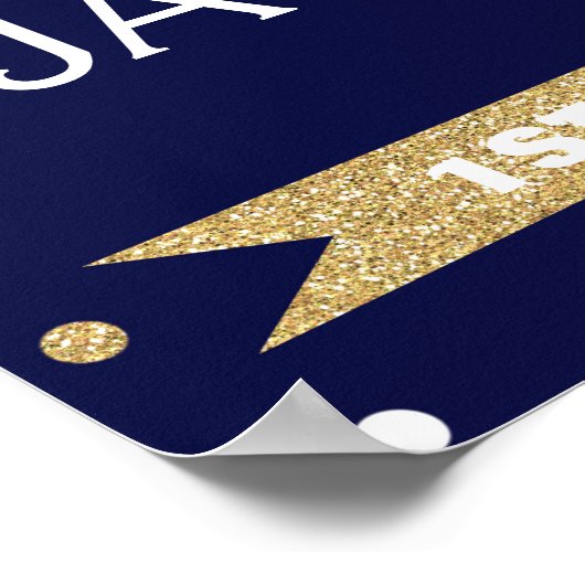 オネダーフル氏の最初の誕生日パーティー歓迎サイン ポスター (角)