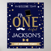 オネダーフル氏の最初の誕生日パーティー歓迎サイン ポスター (正面)
