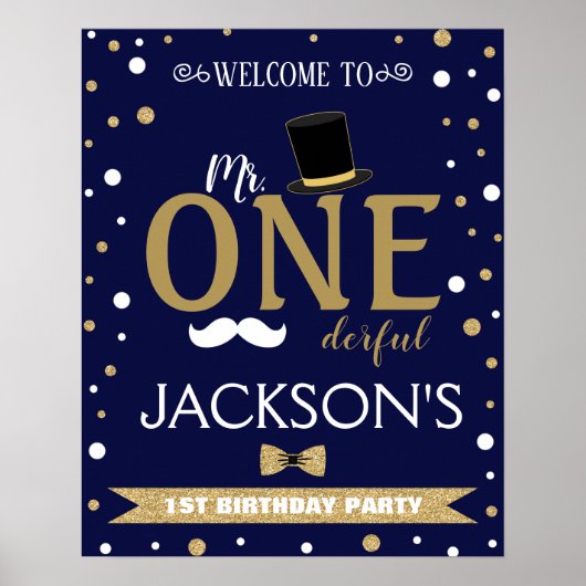 オネダーフル氏の最初の誕生日パーティー歓迎サイン ポスター (正面)