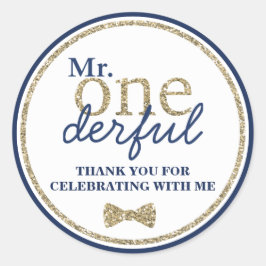 オネダーフル氏ファースト誕生日金ゴールドとブルー ラウンドシール