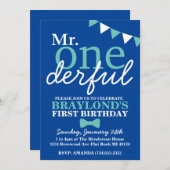 オネダーフル氏1歳の誕生日の変更が可能な色 招待状 (正面/裏面)