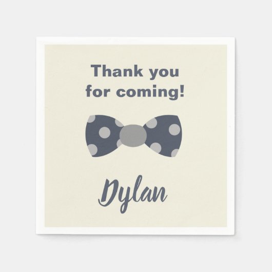 オネダーフル海軍とグレーの蝶ネクタイ スタンダードカクテルナプキン (正面)