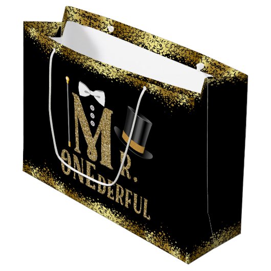 オネダーフル・ボーイズ・ファースト誕生日 ラージペーパーバッグ (正面アングル)