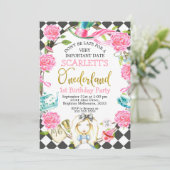 オネダーランドのピンク色の灰色のアリス1歳 招待状 (スタンド正面)