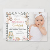 オネダーランドのフォトグレー・アリス1歳 招待状 (正面)