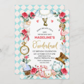 オネダーランドのブルーピンクアリス1歳 招待状 (正面/裏面)