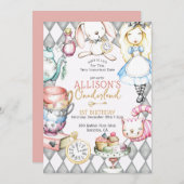 オネダーランドティーファースト誕生日ティーパーティの招待状 招待状 (正面/裏面)