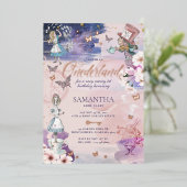 オネダーランドマジカルワンダーランドの誕生日 箔招待状 (立ち正面)