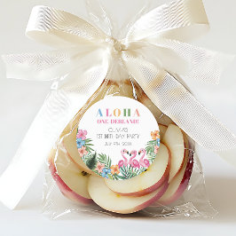 オネダーランド夏の熱帯フラミンゴ1歳の誕生日 ラウンドシール