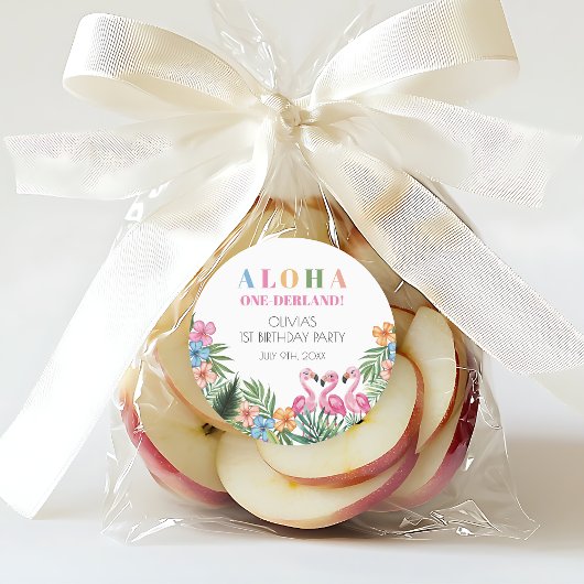 オネダーランド夏の熱帯フラミンゴ1歳の誕生日 ラウンドシール