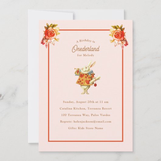 オネダーランド誕生日の白うさぎヘラルドアリス 招待状 (正面)