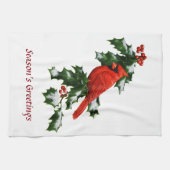 オノーザン（鳥）ショウジョウコウカンチョウとホリー キッチンタオル (横)