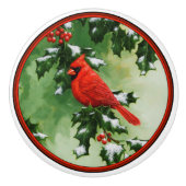 オノーザン(鳥)ショウジョウコウカンチョウとホリー セラミックノブ (正面)