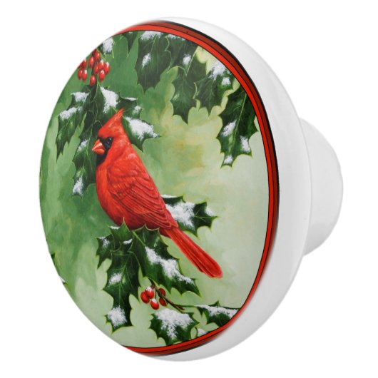 オノーザン(鳥)ショウジョウコウカンチョウとホリー セラミックノブ (右)