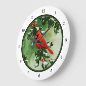 オノーザン（鳥）ショウジョウコウカンチョウとホリー ラージ壁時計 (傾斜)