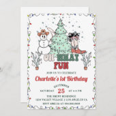 オハイウェスタンカウボーイクリスマス誕生日 招待状 (正面/裏面)