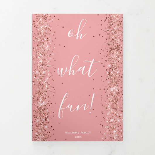 オハイオおもしろいことわざピンクグリッター 三つ折りクリスマスカード (カバー)