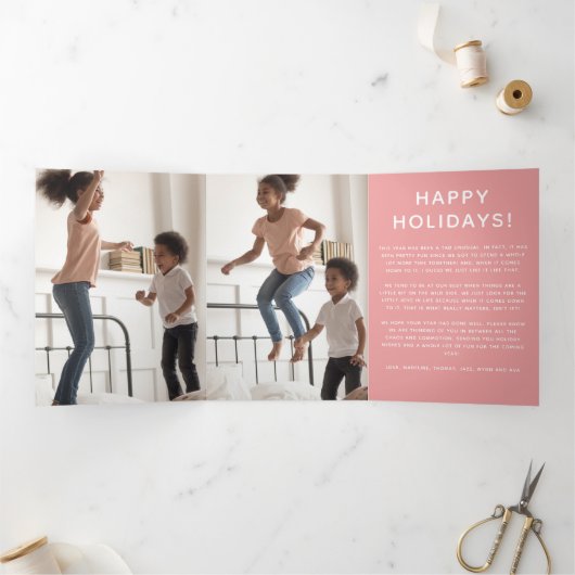 オハイオおもしろいことわざピンクグリッター 三つ折りクリスマスカード (内部)