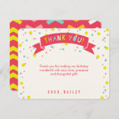 オハイオおもしろいカラフル紙吹雪シックガールズ誕生日 サンキューカード (正面/裏面)