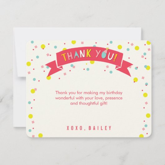 オハイオおもしろいカラフル紙吹雪シックガールズ誕生日 サンキューカード (正面)