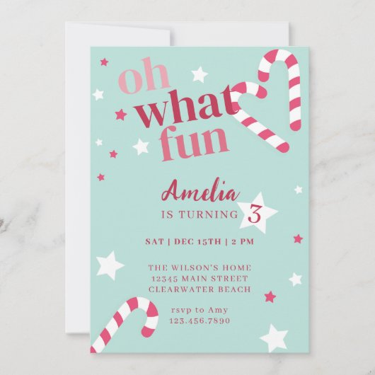 オハイオおもしろいガールホリディバースデーパーティー 招待状 (正面)