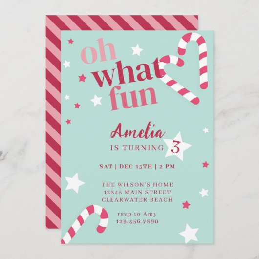 オハイオおもしろいガールホリディバースデーパーティー 招待状 (正面/裏面)