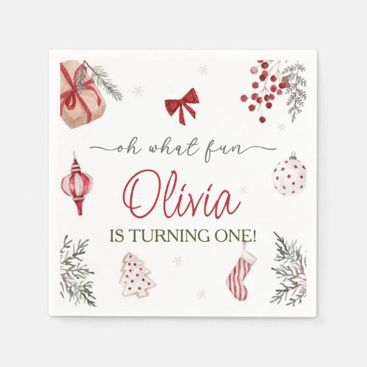 オハイオおもしろいクリスマス誕生日 スタンダードカクテルナプキン (正面)