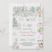 オハイオおもしろいピンククリスマスパーティの招待状 招待状 (正面)