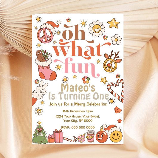 オハイオおもしろいファースト誕生日Groovy招待状 招待状