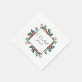 オハイオおもしろいホリーアンドベリーホリデーパーティー スタンダードカクテルナプキン (角)