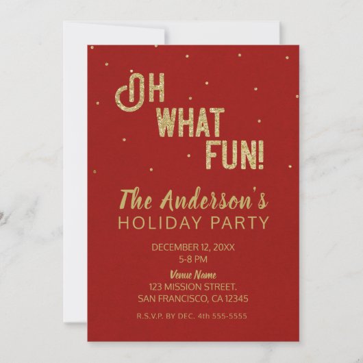 オハイオおもしろいレッド金ゴールドホリデーパーティークリスマス 招待状 (正面)