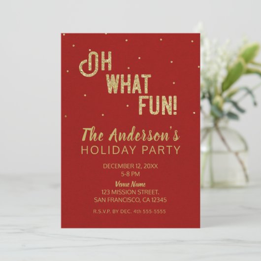 オハイオおもしろいレッド金ゴールドホリデーパーティークリスマス 招待状 (スタンド正面)