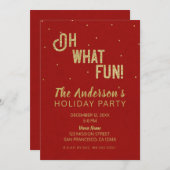 オハイオおもしろいレッド金ゴールドホリデーパーティークリスマス 招待状 (正面/裏面)