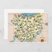 オハイオおもしろいヴィンテージの地図 ポストカード (正面/裏面)