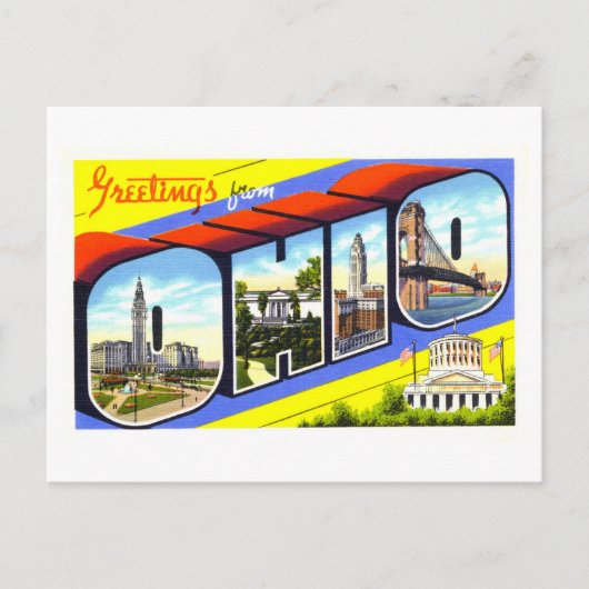 オハイオからのヴィンテージの挨拶 ポストカード (正面)