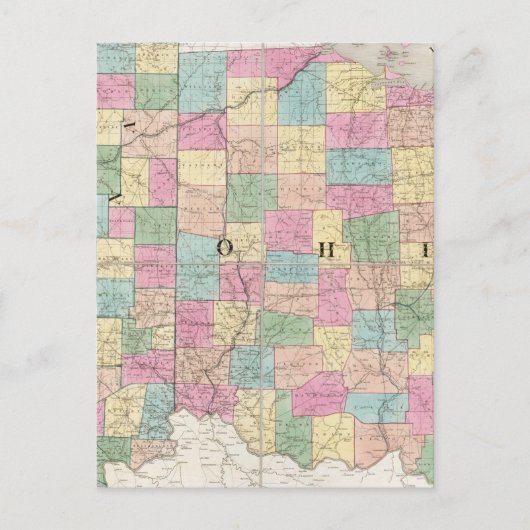 オハイオとインディアナの地図 ポストカード (正面)