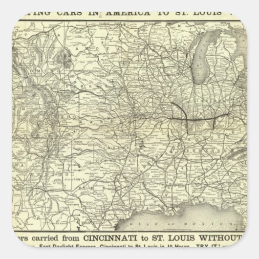 オハイオとミシシッピ鉄道の地図 スクエアシール (正面)